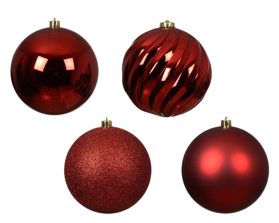 SHINY,MATT,GLITTER 14 CM BAUBLE PACK OF 4 - 9 Colors Option (Copy) PartyPerfetto
