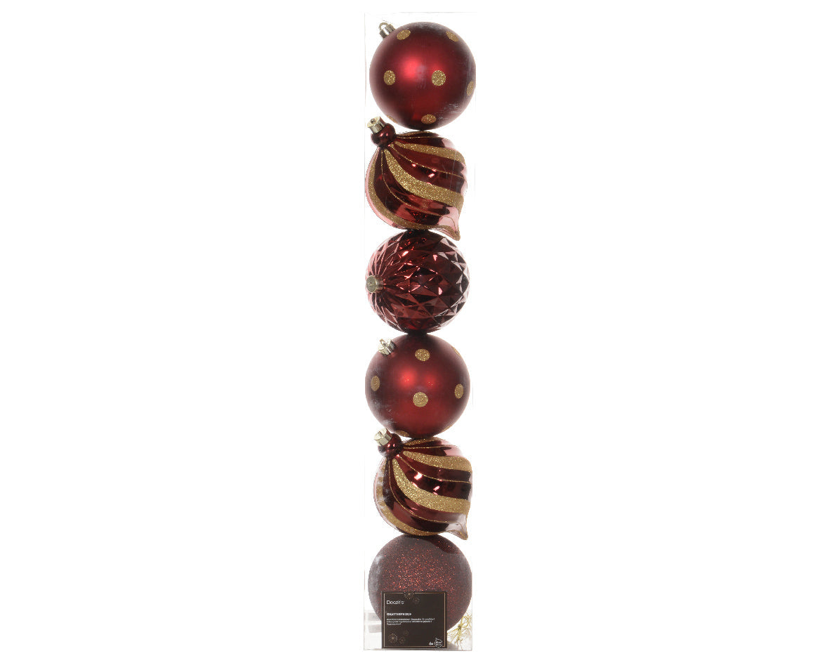 Giant  Ultra shiny Bauble Tube of 6, 15cm, 5 Color Option (Copy) PartyPerfetto
