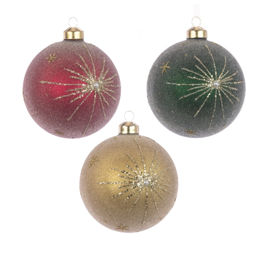 GLASS Violet Bauble Pack of 3