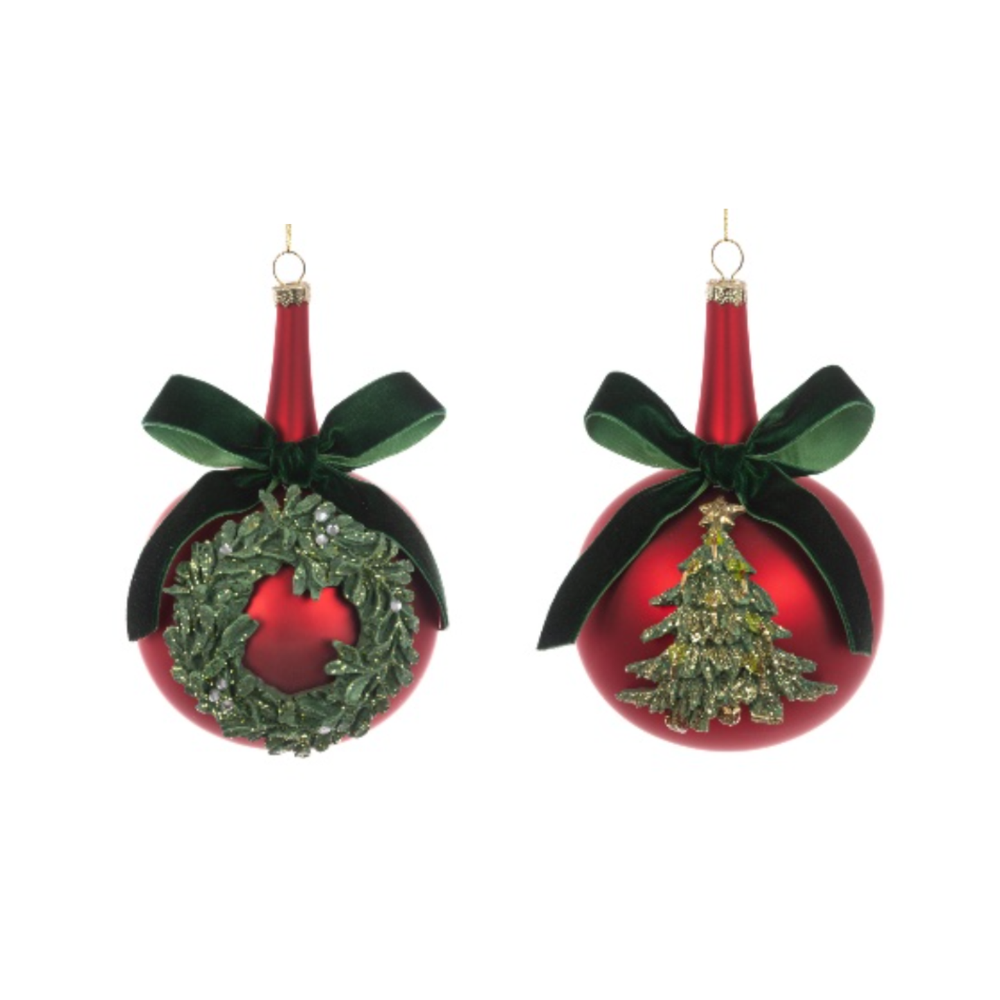 Glass Tree & Wreath Bauble Pack of 2