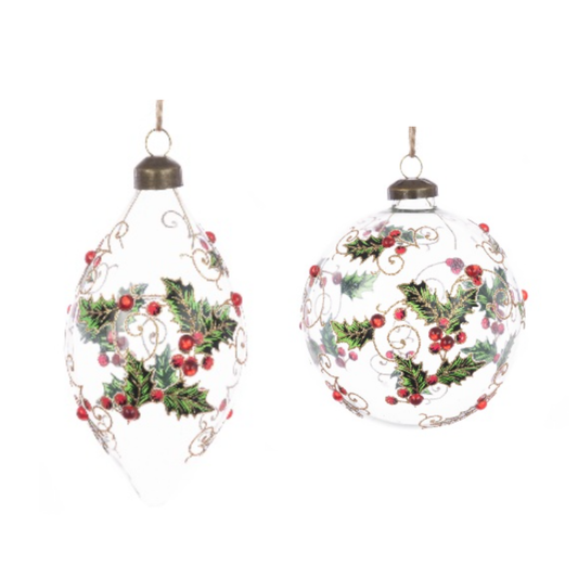 Glass Margo Bauble & Finial Pack of 2