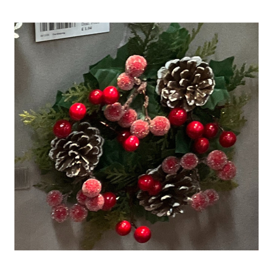 Berry Pinecone & Cypress Candle Ring 30Cm