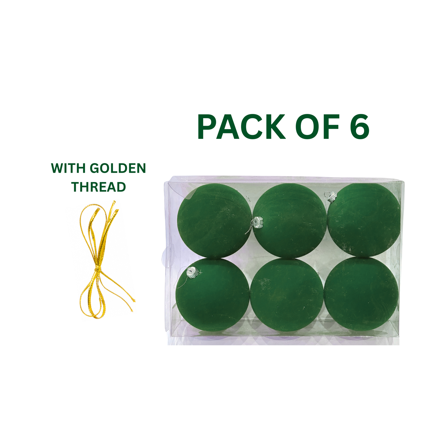Green Flocked Baubles (Pack of 6) Party Perfetto