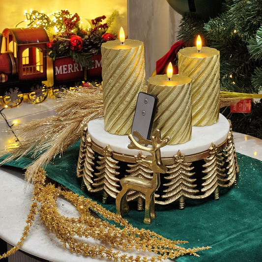 LED Gold Wax Candles (Pack of 3) PartyPerfetto