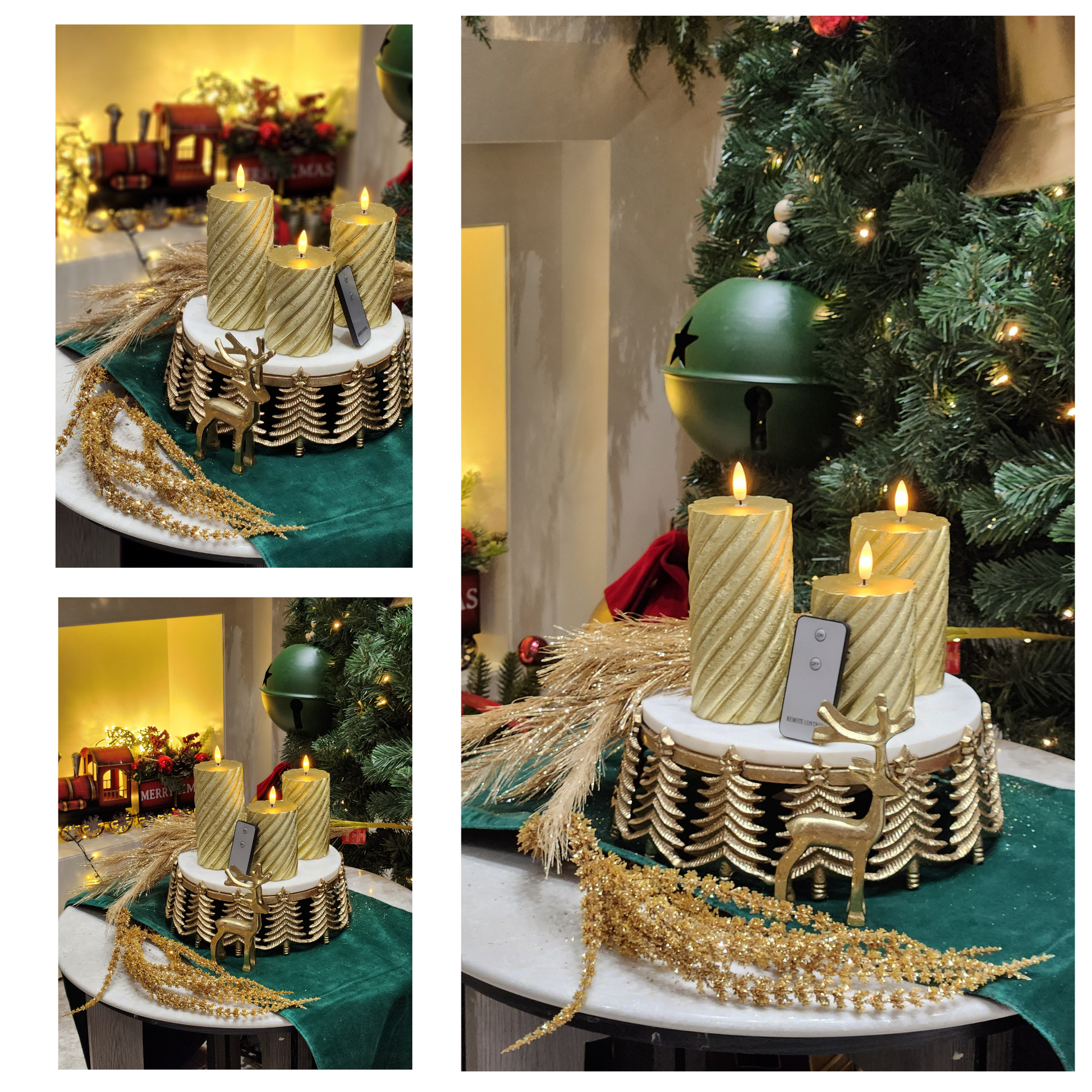 LED Gold Wax Candles (Pack of 3) PartyPerfetto