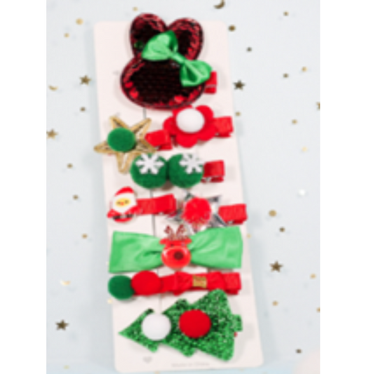 Red-Green Hair Clips PartyPerfetto