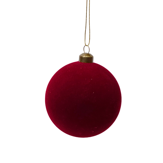 Burgundy Flocked Baubles (Pack of 6) Party Perfetto