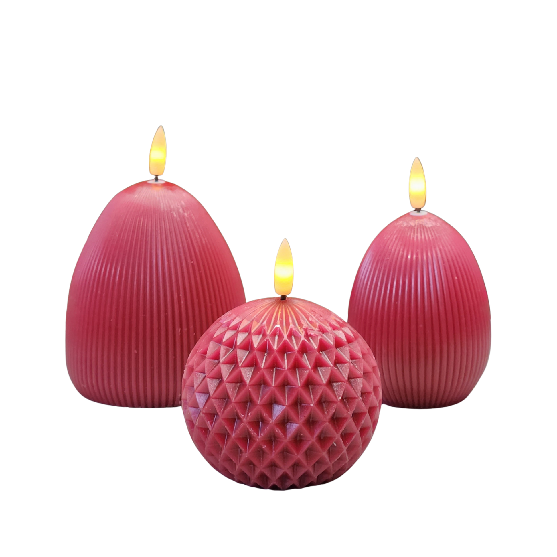 LED Red Wax Candles  ( Pack of 3) PartyPerfetto