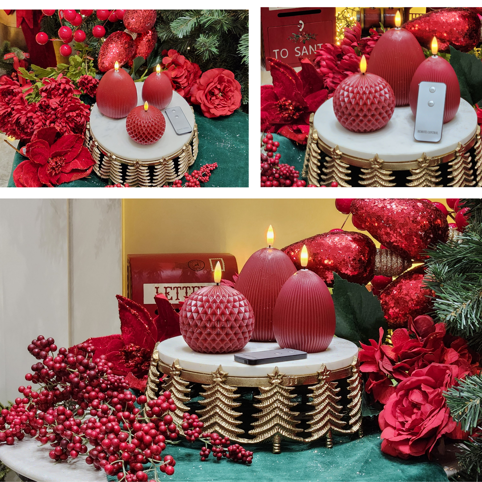 LED Red Wax Candles  ( Pack of 3) PartyPerfetto