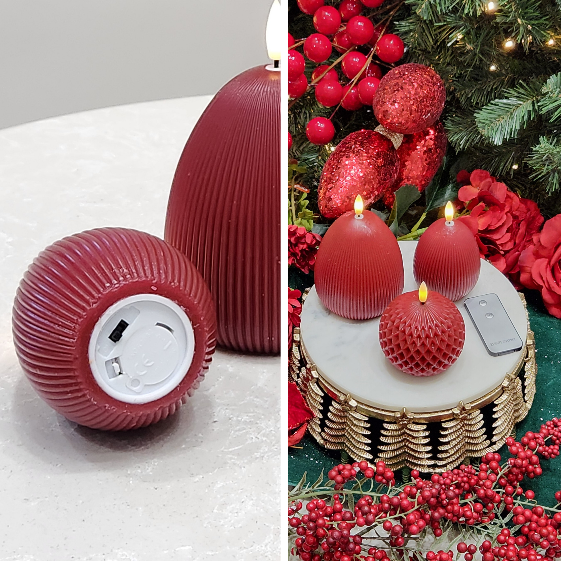 LED Red Wax Candles  ( Pack of 3) PartyPerfetto
