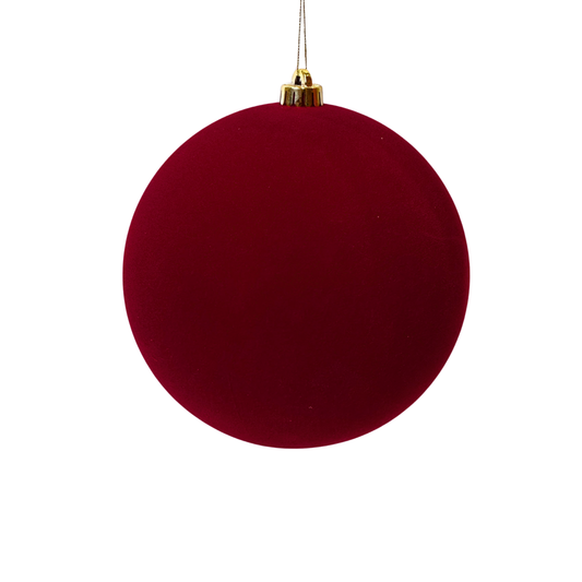Burgundy   Flocked Baubles (20 cm) Party Perfetto