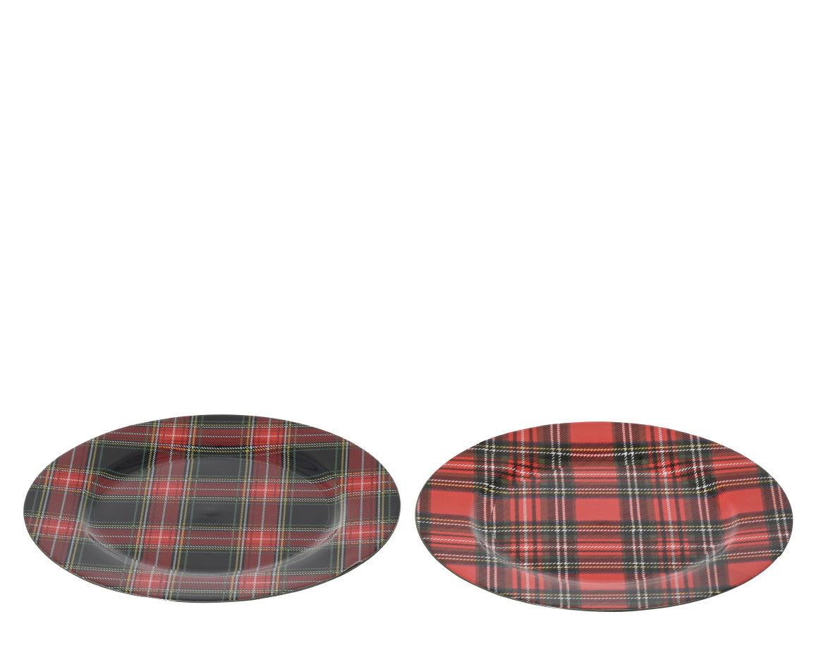 Checked Shiny Decor plate Pack of 2