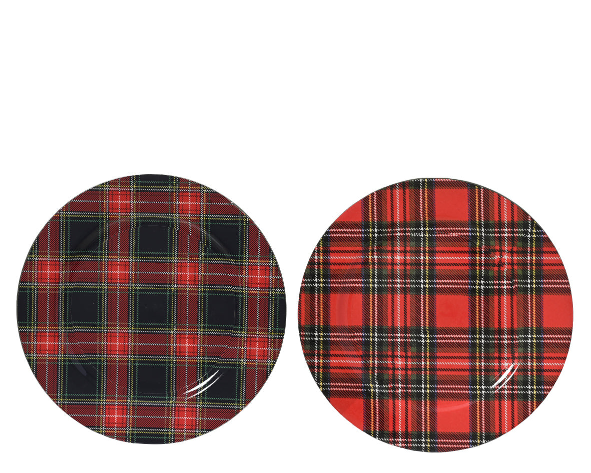 Checked Shiny Decor plate Pack of 2