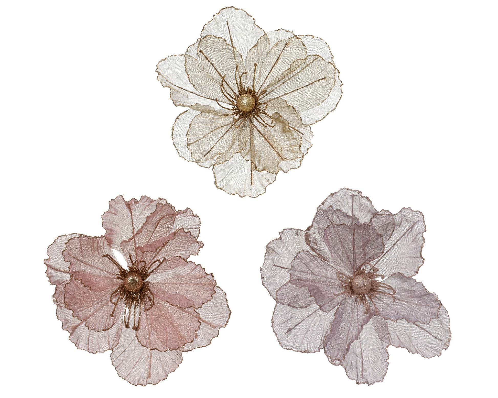 Poppy  Flowers With Glitter Beads (SET OF 3) Party Perfetto