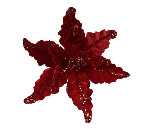 Shiny Velvet Poinsettia Flower (Pack Of 1) Party Perfetto