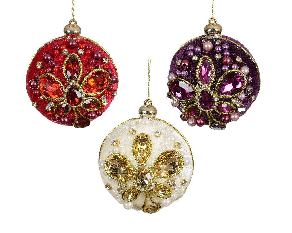 Bauble With Stones 8cm (Pack of 3)