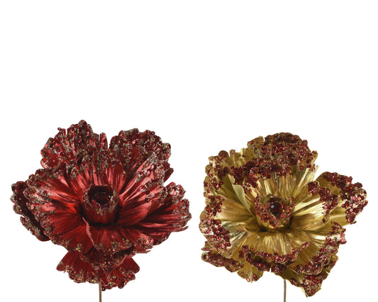 Glitter Poppy Head with Sequin  (Pack Of 2) Party Perfetto