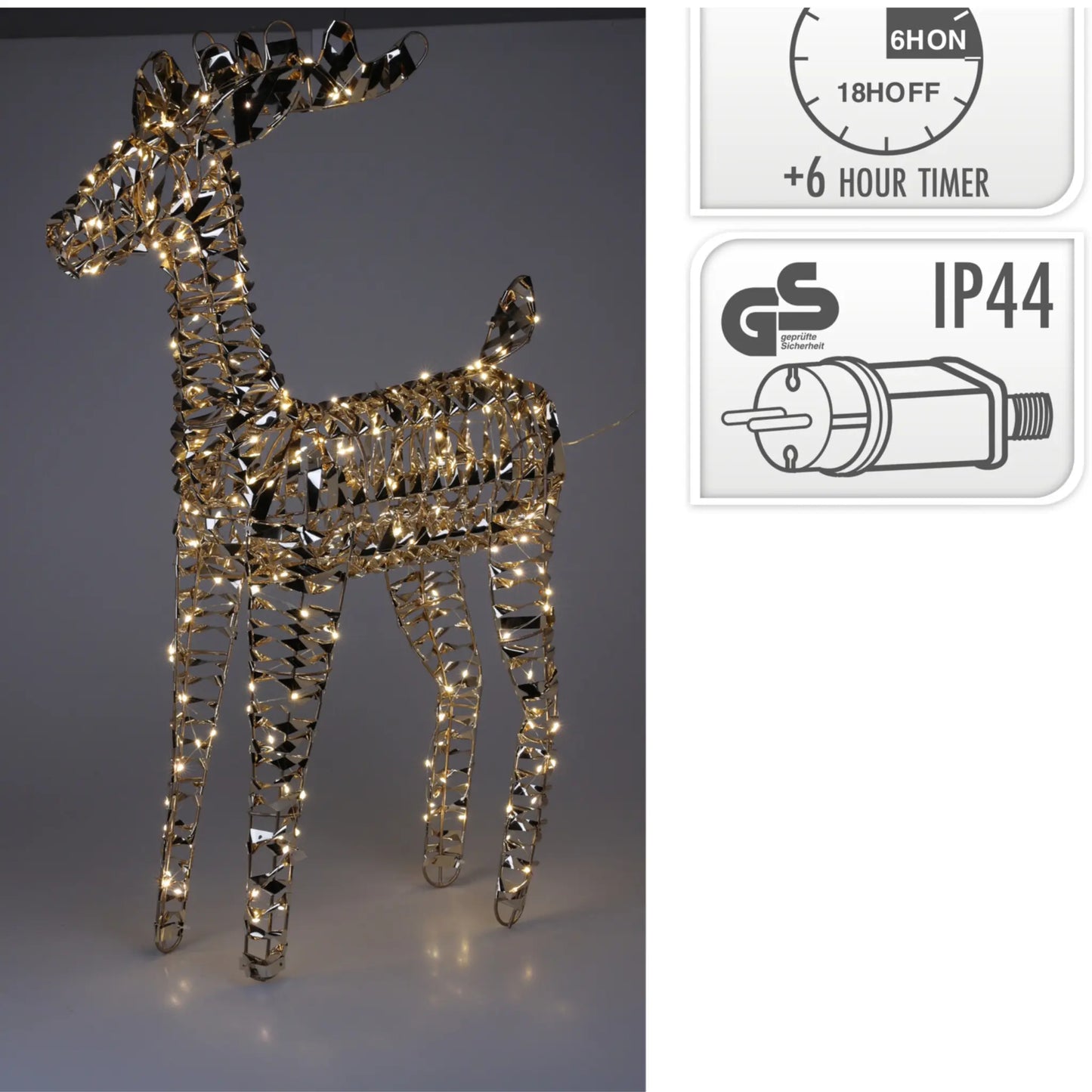 Glitter Free Metal Rattan Reindeer (L) PartyPerfetto