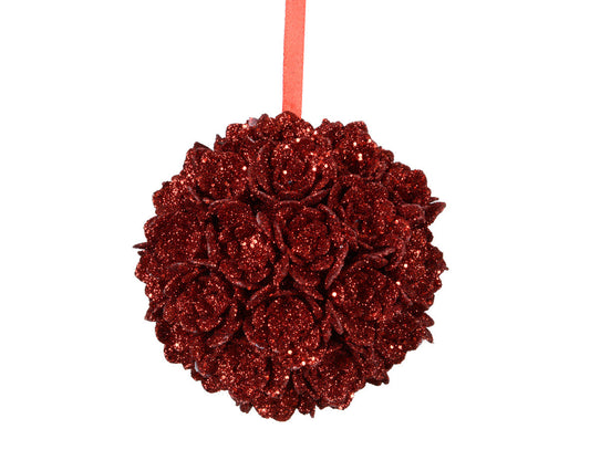Glitter Flower Bauble  10cm Party Perfetto