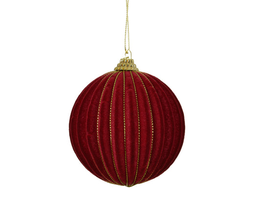 Flock Gold Wire Stripe Bauble  (Pack of 12)