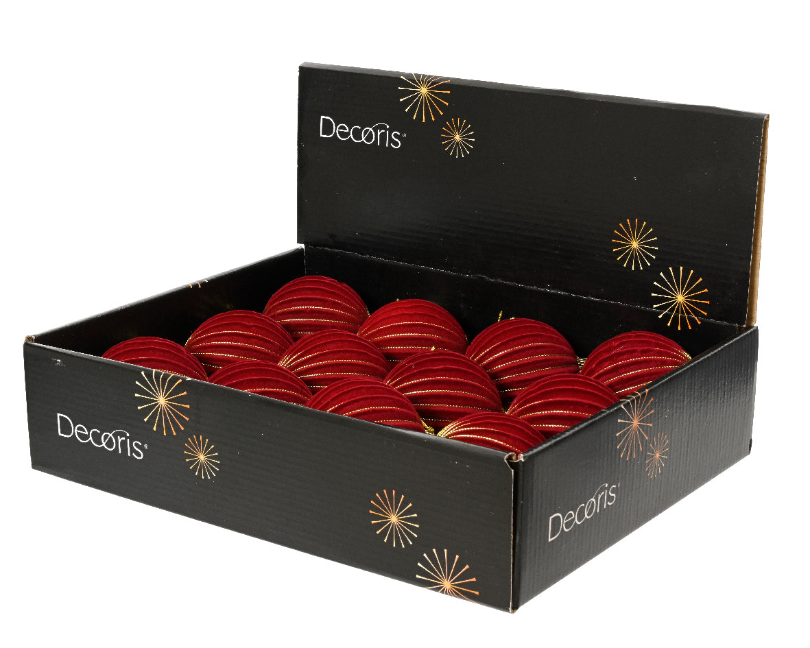 Flock Gold Wire Stripe Bauble  (Pack of 12)