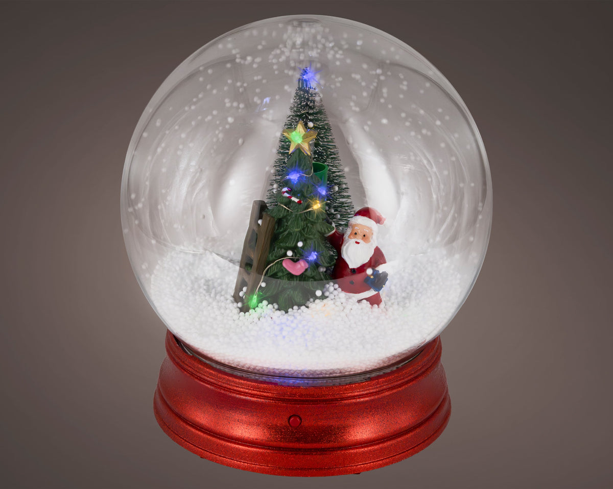 Santa with Tree Micro LED Snow Globe 2 SIZE OPT. Party Perfetto