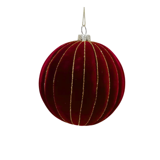 Burgundy Flocked Baubles (Pack of 6) Party Perfetto