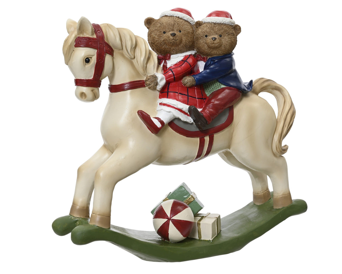 Bears on Rocking Horse H 33cm Party Perfetto