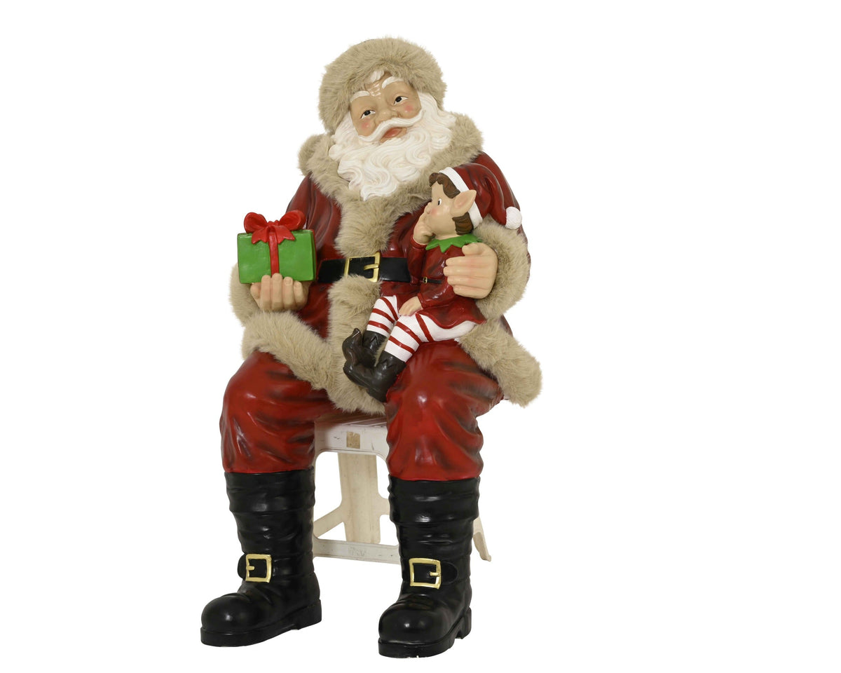 Sitting Santa with Gift & Boy H 4.5FT Party Perfetto