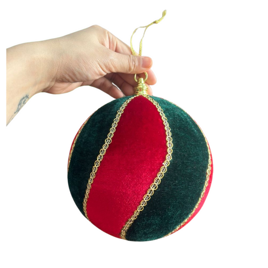 Red & Green Striped Bauble PartyPerfetto