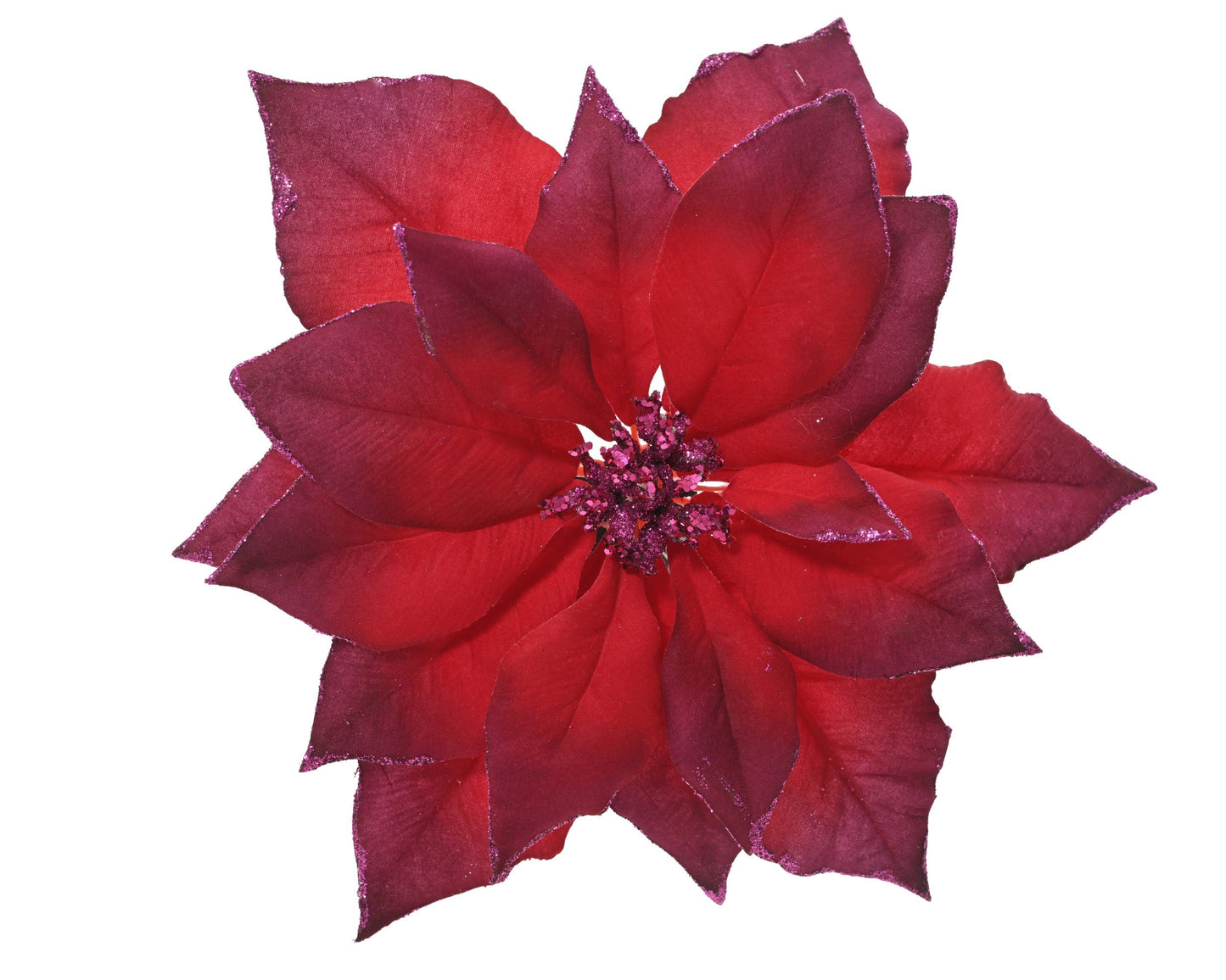Poinsettia Flower With Glitter Edge 2 Color Opt. Party Perfetto