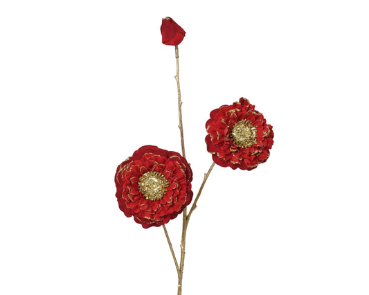 Spray Zinnia Flower With Glitter Edge (H.74cm) Party Perfetto