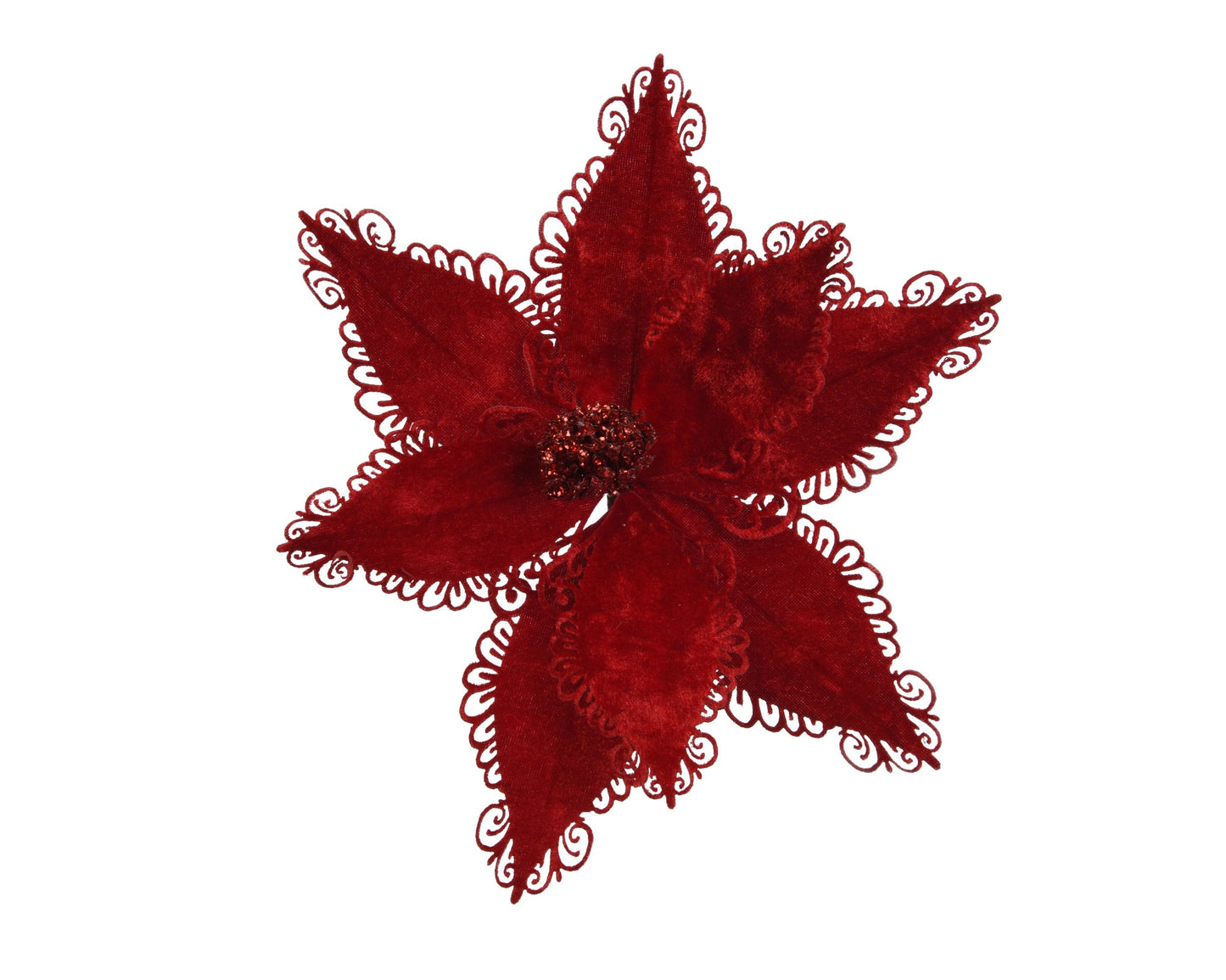 Poinsettia laser cut lace edge on clip (dia27) Party Perfetto