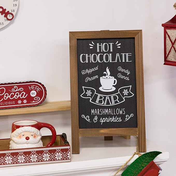 Hot Chocolate Wooden Christmas  Chalkboard Easel Sign PartyPerfetto