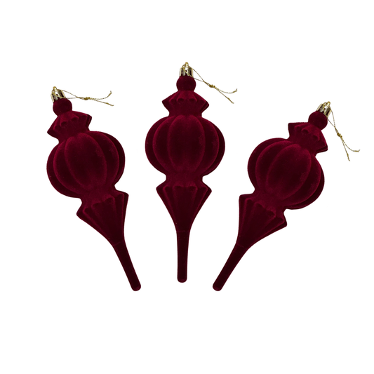 Burgundy Finial Ornament (pack of 3) Party Perfetto