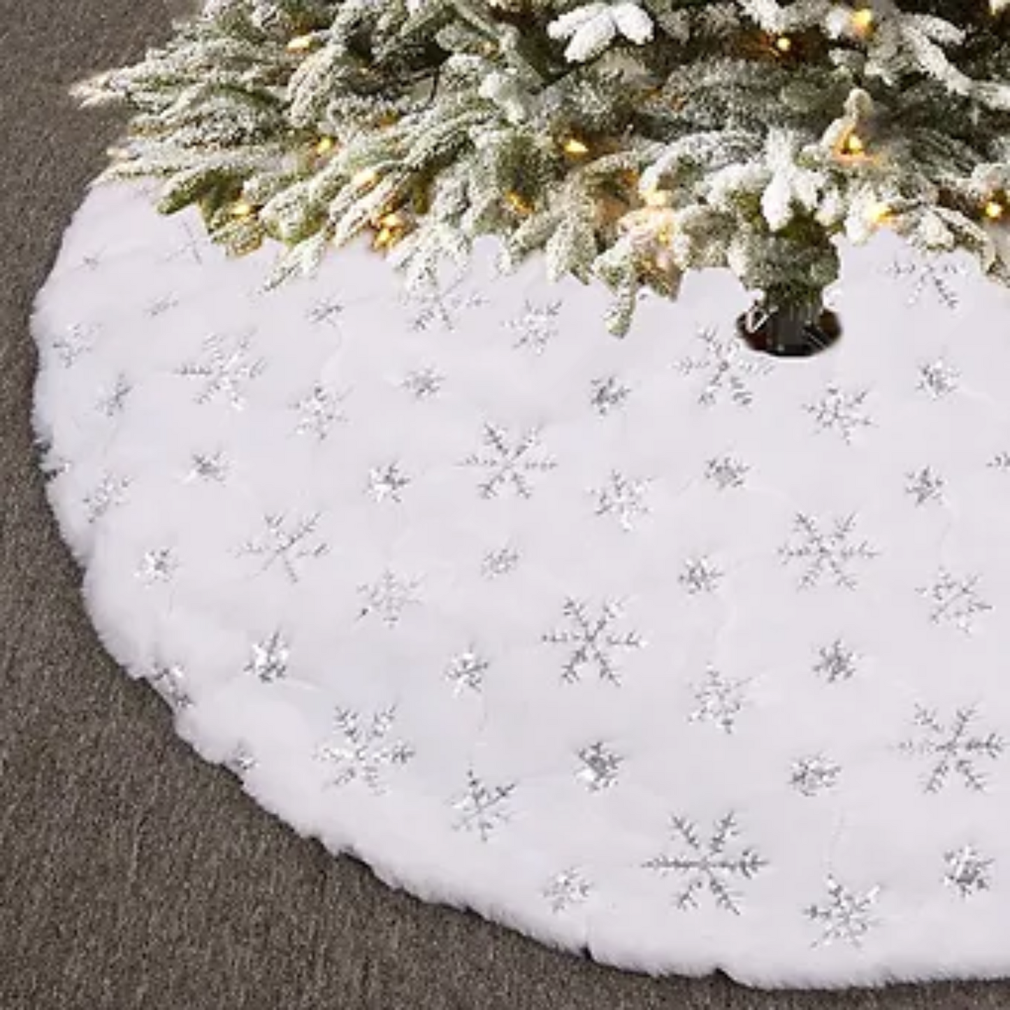 Silver Snowflake Tree Skirt PartyPerfetto