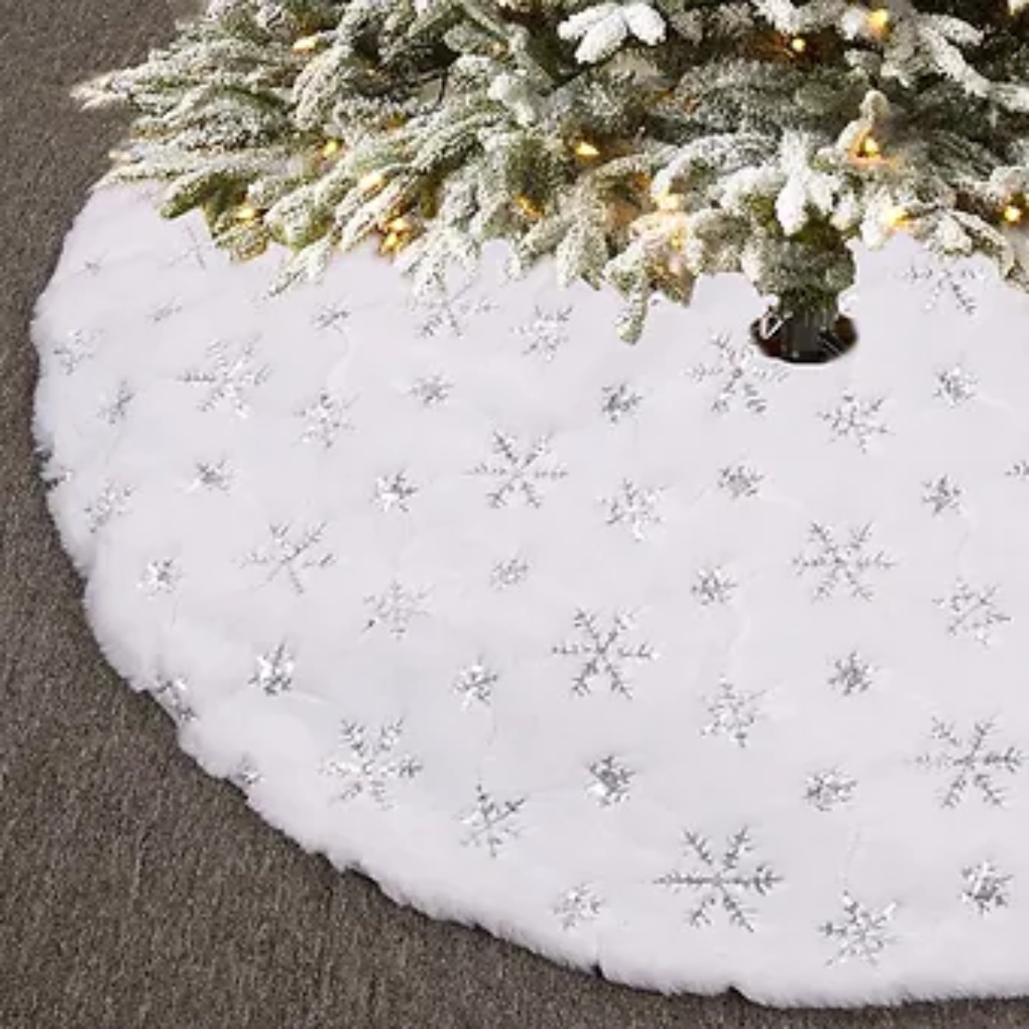 Silver Snowflake Tree Skirt PartyPerfetto