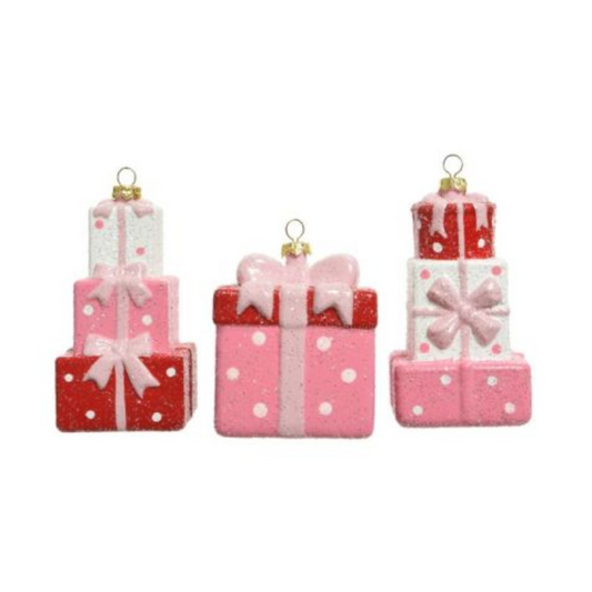 Gift box Shatterproof Ornament (Pack of 3) PartyPerfetto