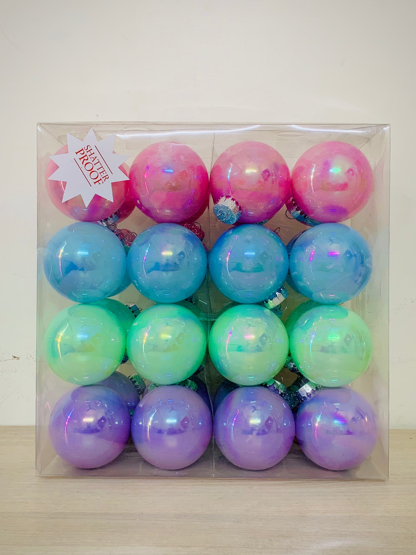 32 Pastel Iridescent Christmas Ornament Balls PartyPerfetto