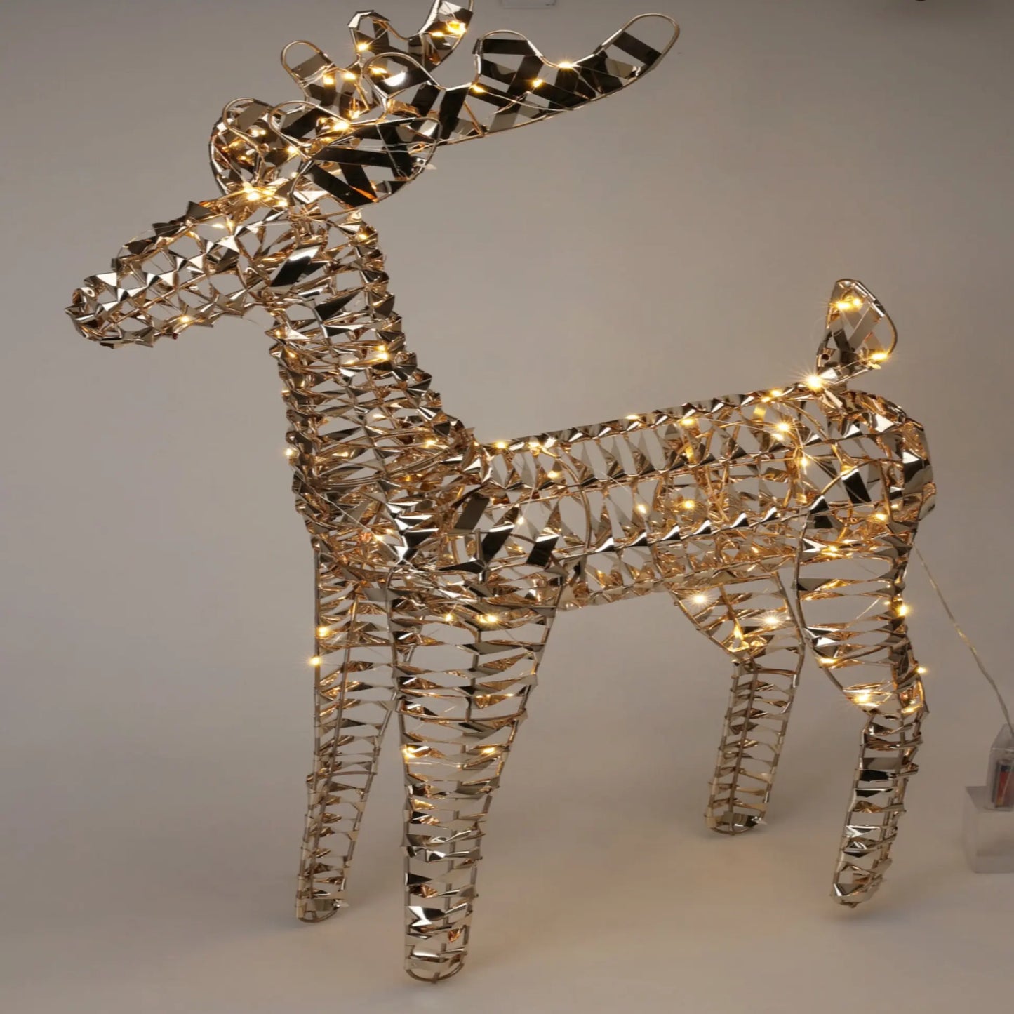 Glitter Free Metal Rattan Reindeer (L) PartyPerfetto