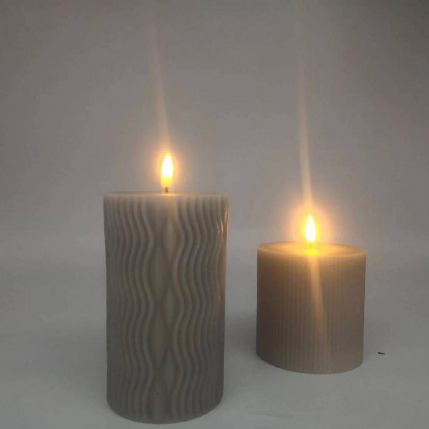 LED Grey Candles (Pack of 2) PartyPerfetto