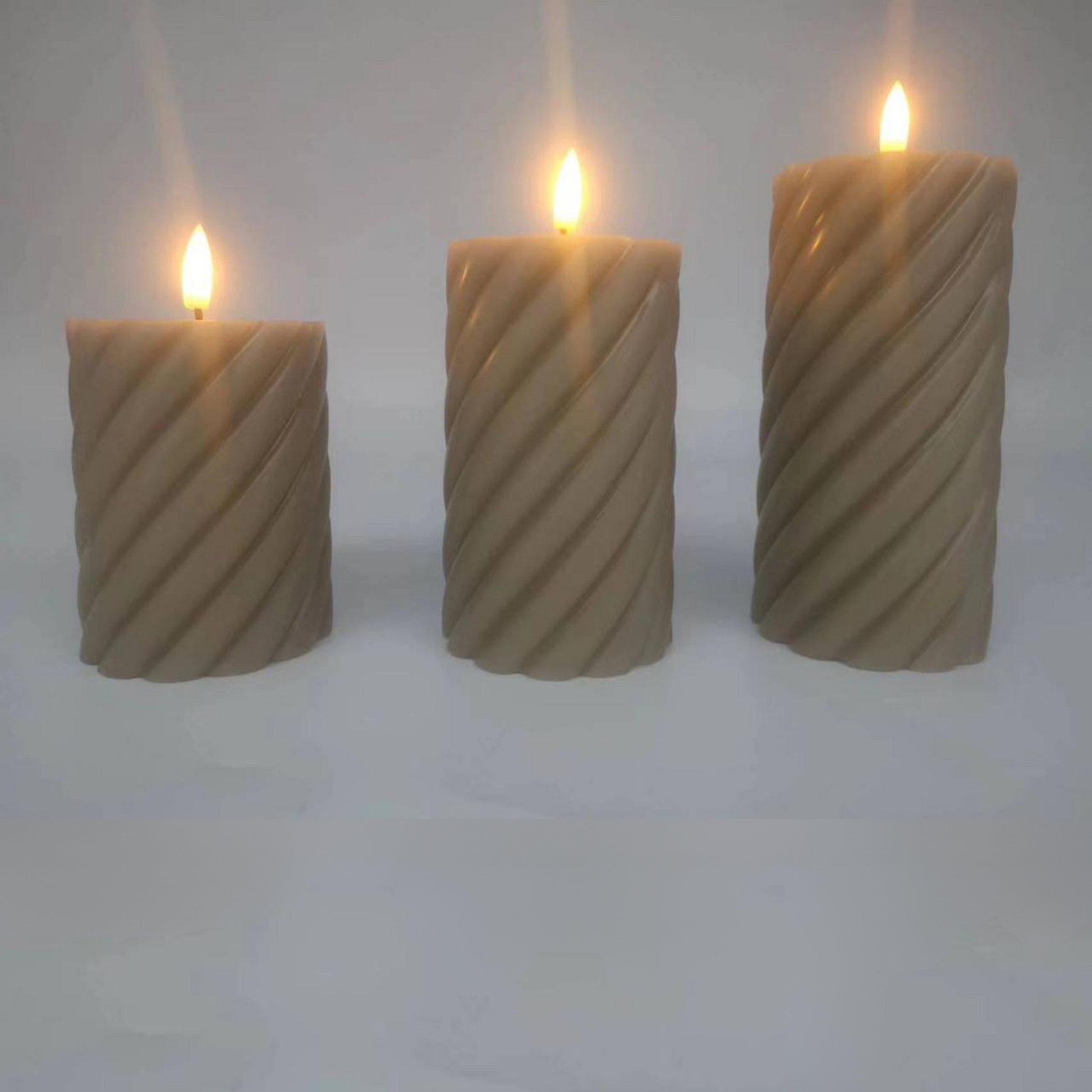 LED Grey Wax Candles (Pack of 3) PartyPerfetto