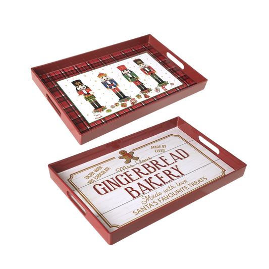 RED PLASTIC CHRISTMAS NUTCRACKER TRAY
