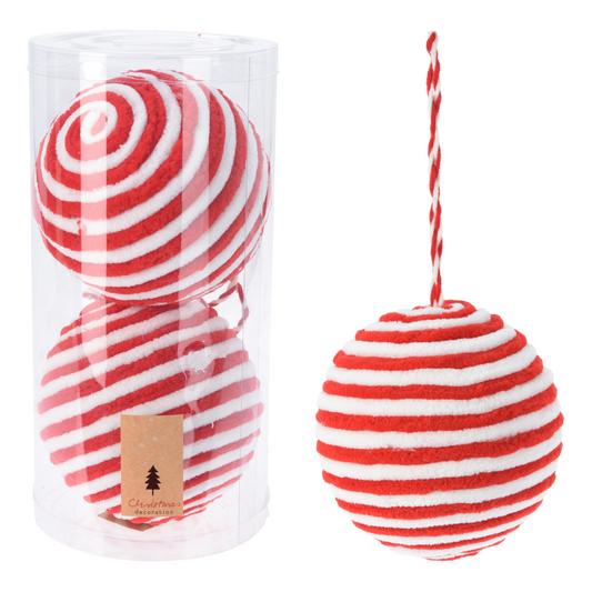 Red And White Xmas Bauble (12 cm) PartyPerfetto