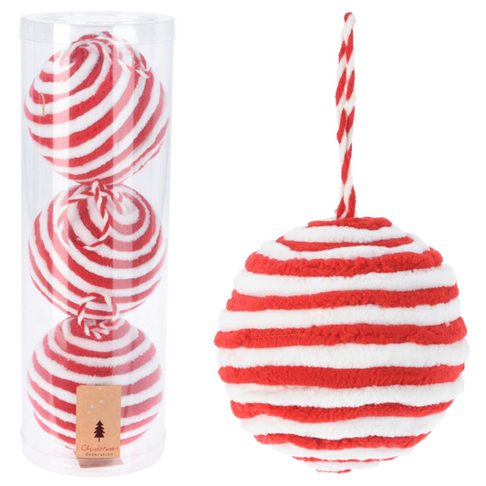 Red And White Xmas Bauble (10 cm) PartyPerfetto