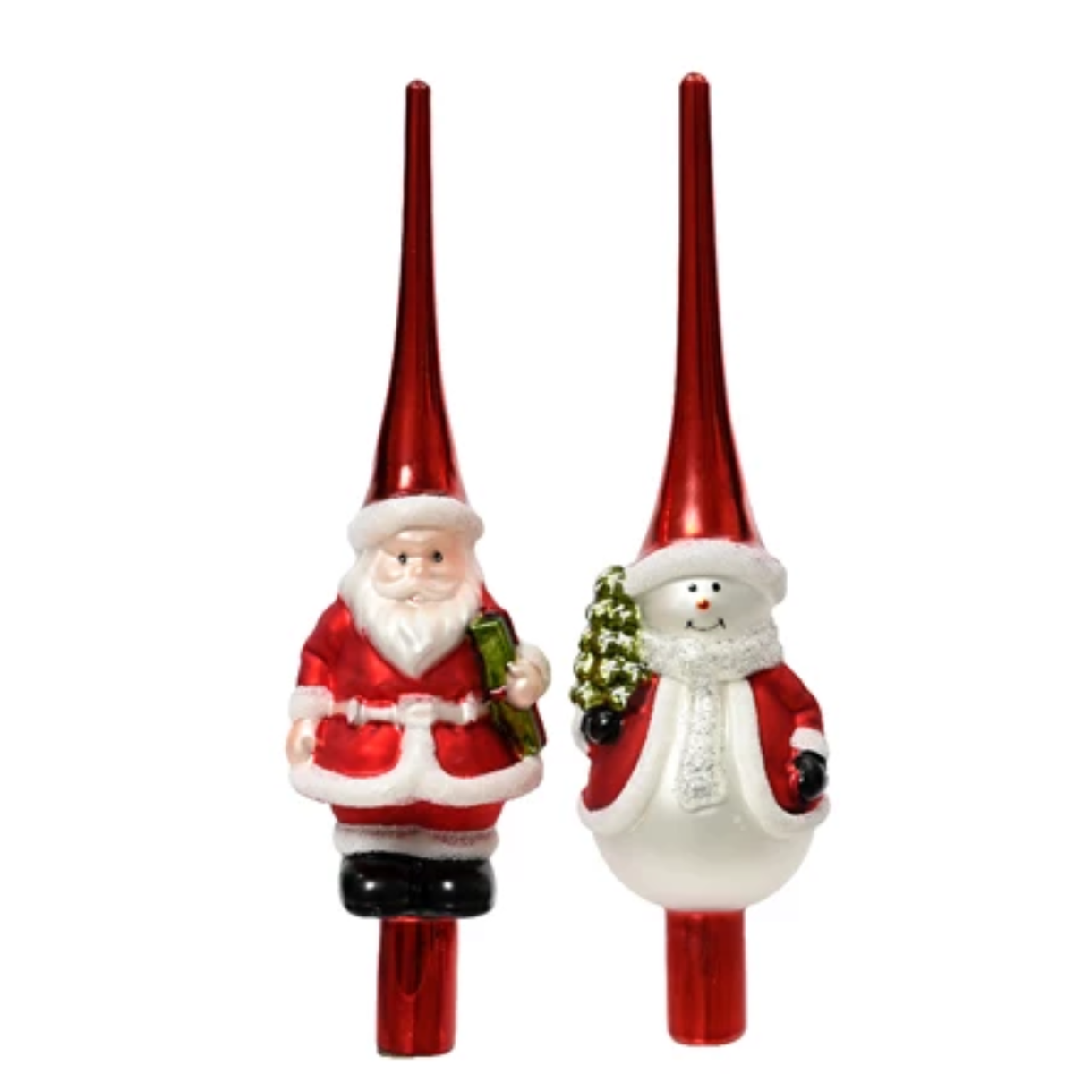 Santa/Snowman Glass Treetopper (Big) PartyPerfetto