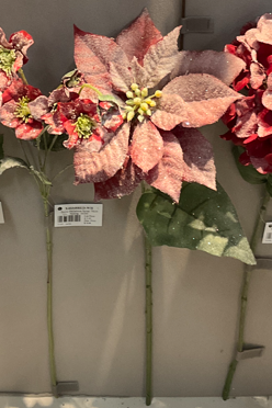 Snow Poinsettia Stem 71cm Party Perfetto
