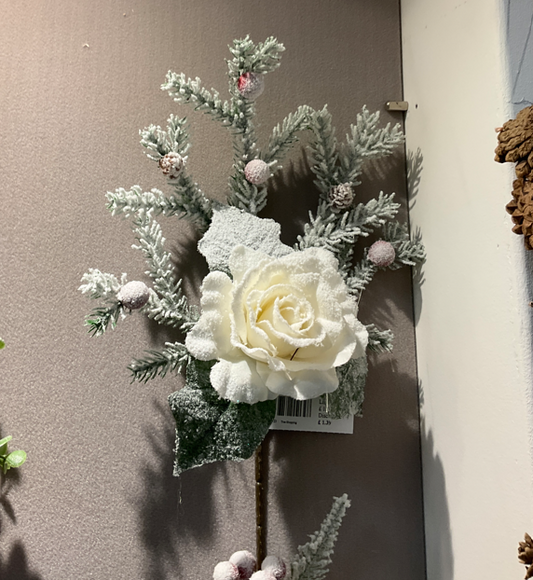 Snowy Rose Pick  33cm Party Perfetto