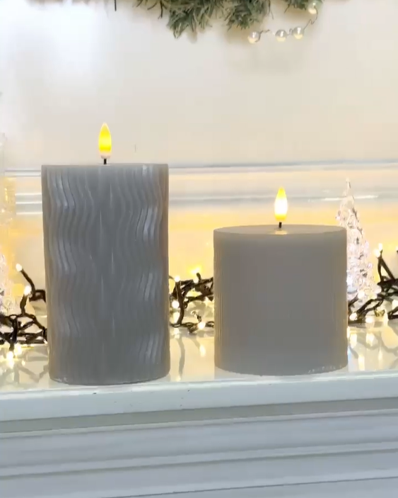 LED Grey Candles (Pack of 2) PartyPerfetto