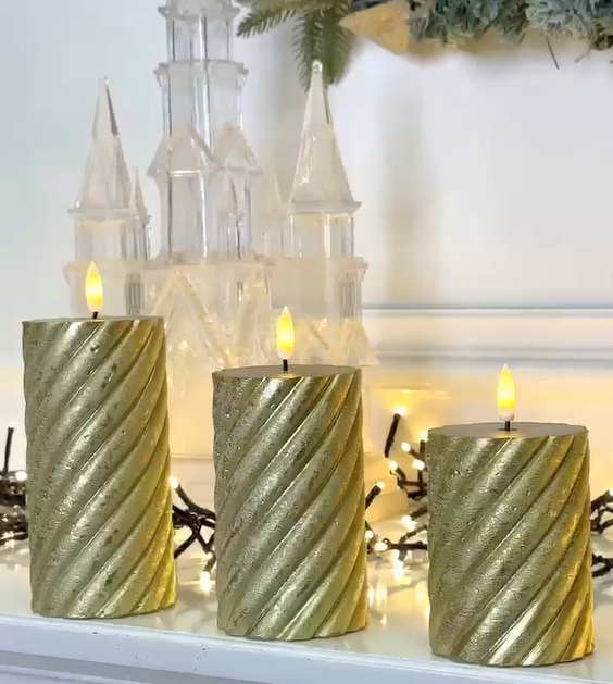 LED Gold Wax Candles (Pack of 3) PartyPerfetto